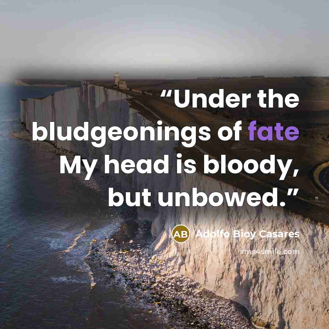 “Under the bludgeonings of fate My head is bloody, but unbowed.” quote by Adolfo Bioy Casares