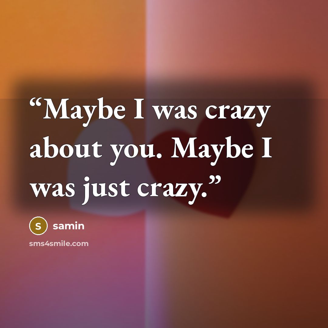 “Maybe I was crazy about you. Maybe I was just crazy.” quote by samin