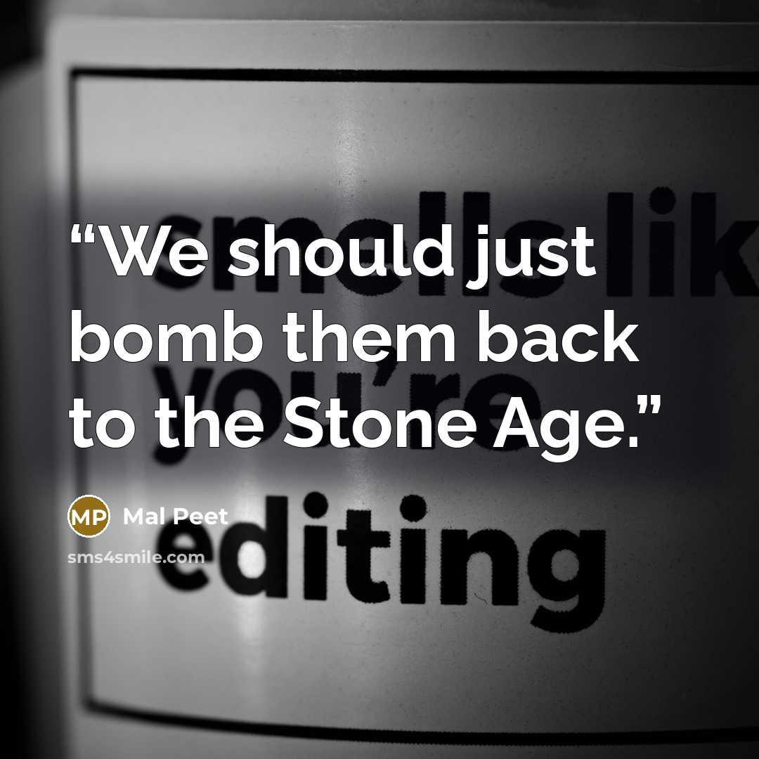 “We should just bomb them back to the Stone Age.” quote by Mal Peet