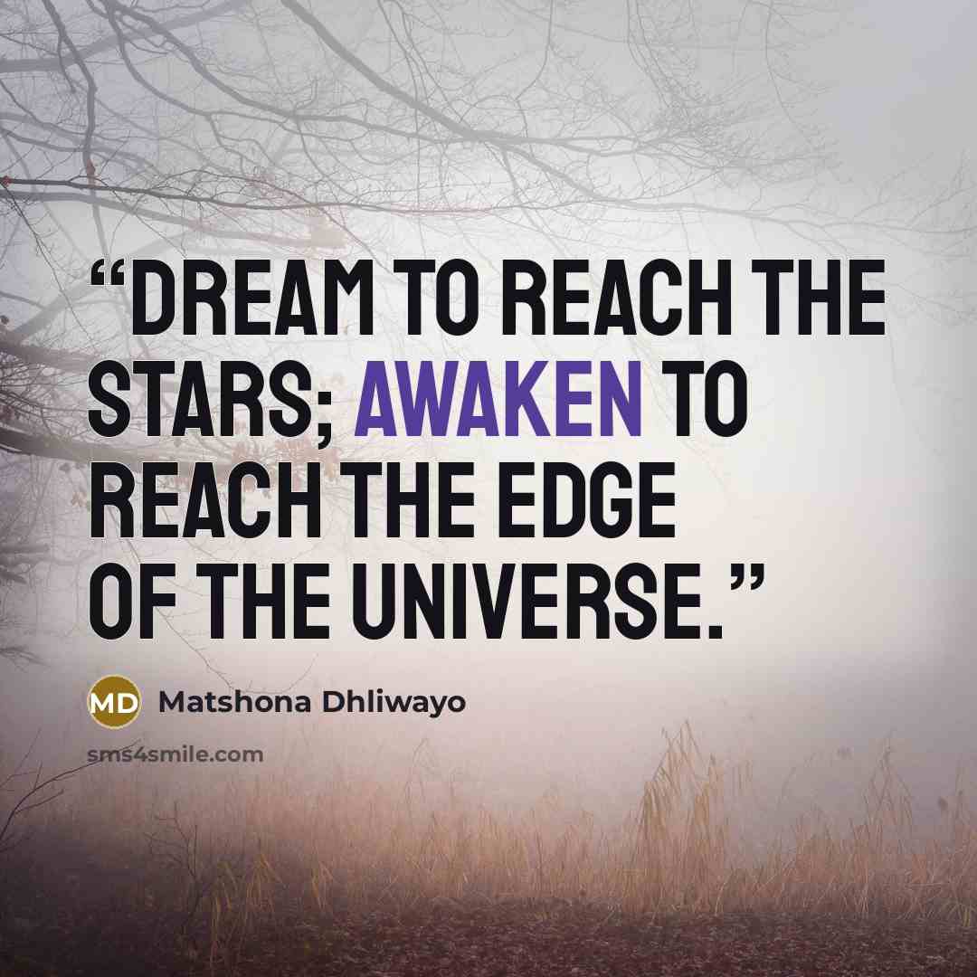 “Dream to reach the stars; awaken to reach the edge of the universe.” quote by Matshona Dhliwayo