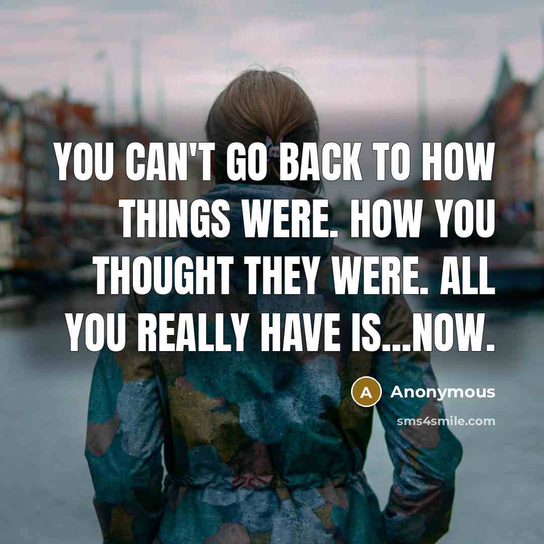 “You can't go back to how things were. How you thought they were. All you really have is...now.” quote by Anonymous