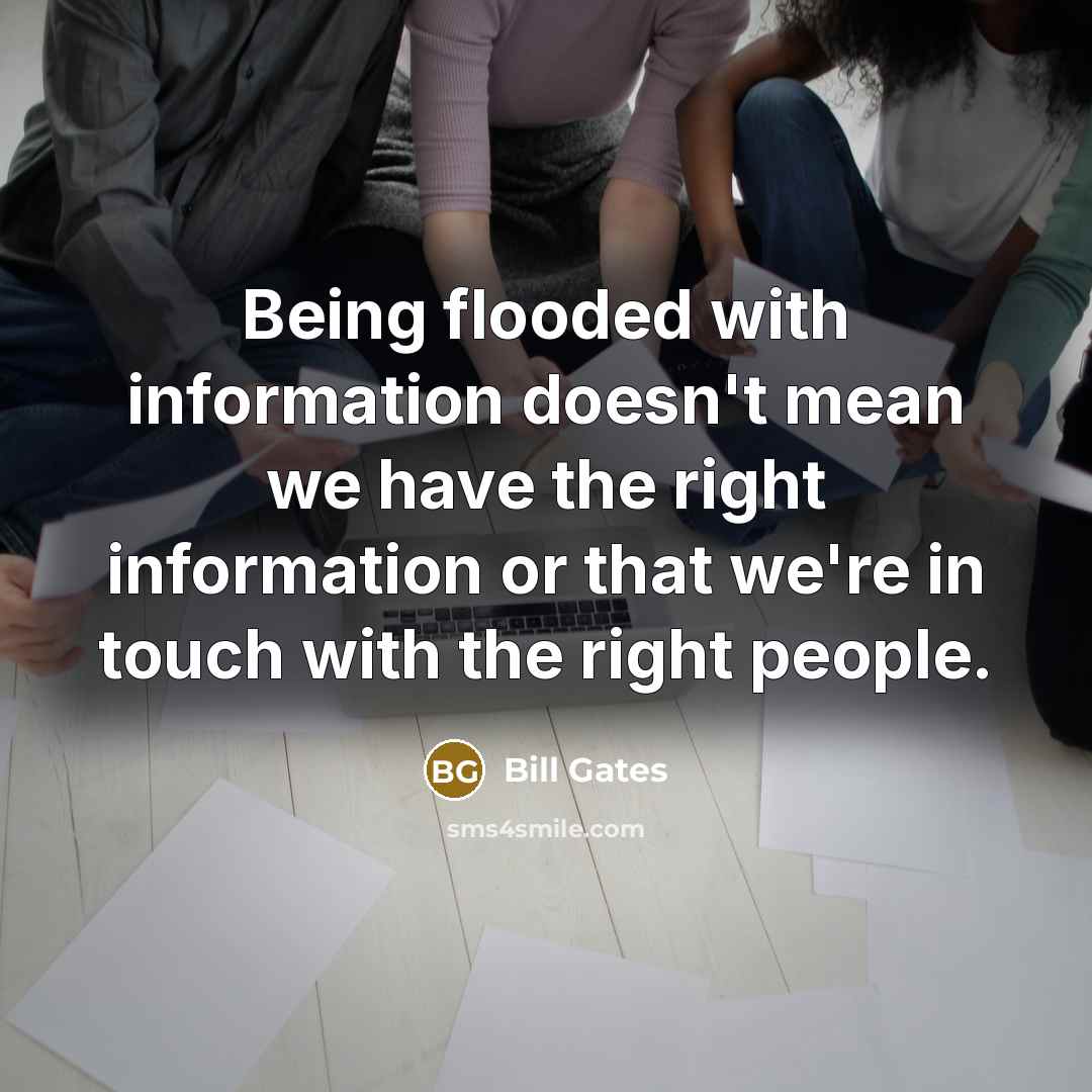 “Being flooded with information doesn't mean we have the right information or that we're in touch with the right people.” quote by Bill Gates