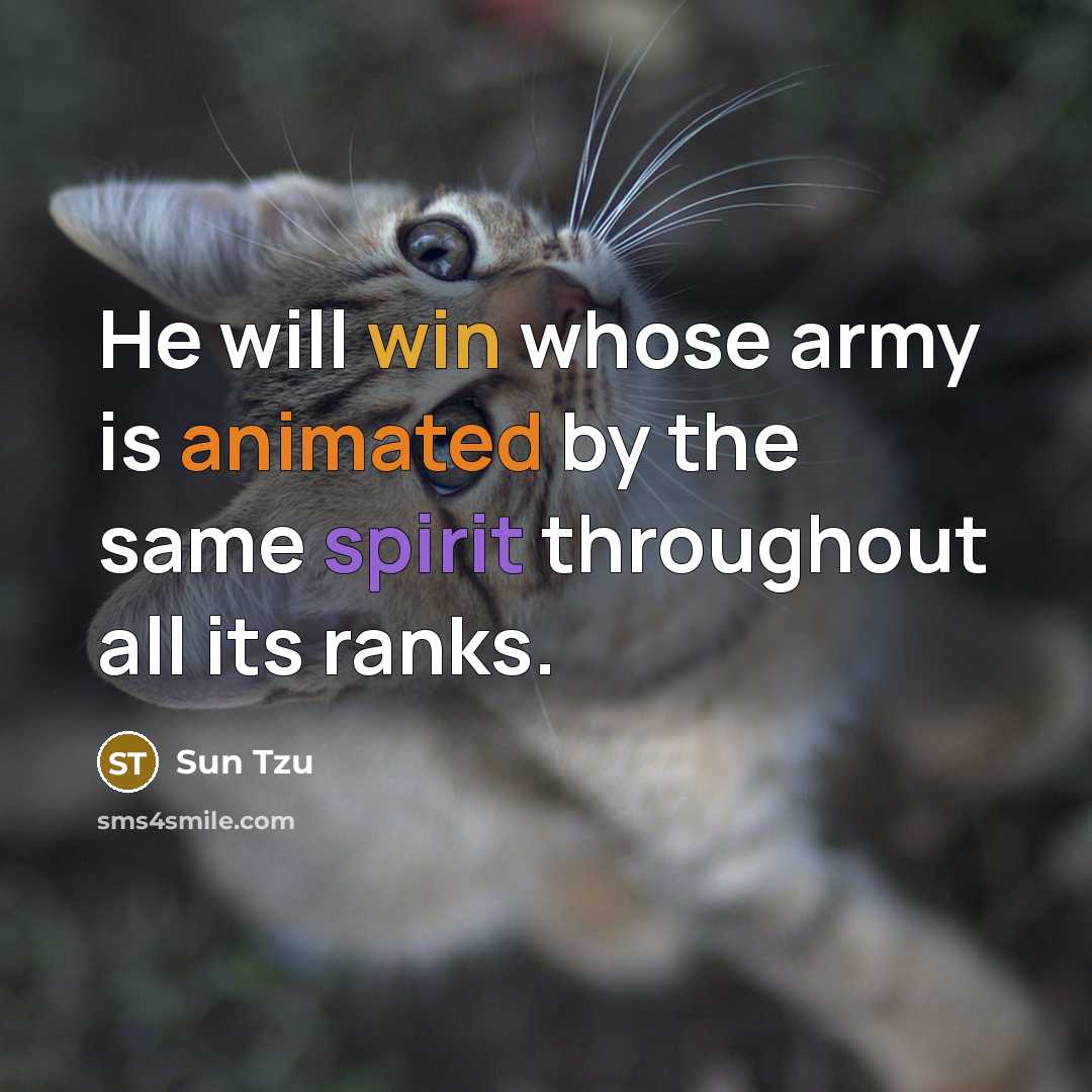 “He will win whose army is animated by the same spirit throughout all its ranks.” quote by Sun Tzu