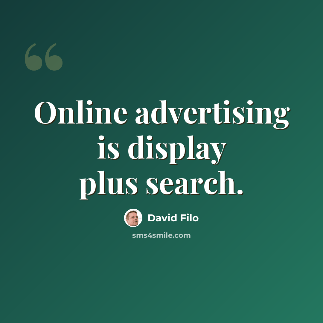 “Online advertising is display plus search.” quote by David Filo
