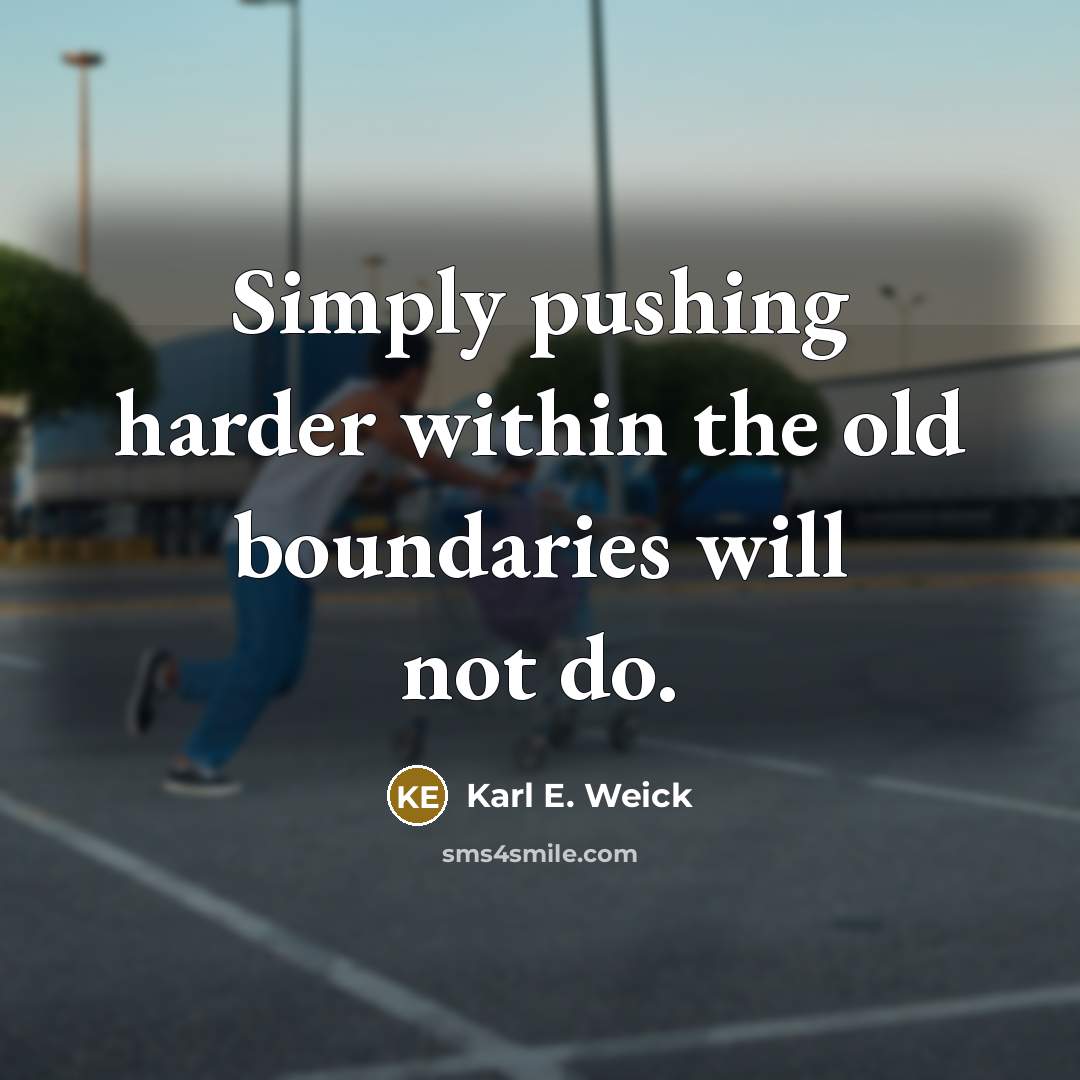 “Simply pushing harder within the old boundaries will not do.” quote by Karl E. Weick