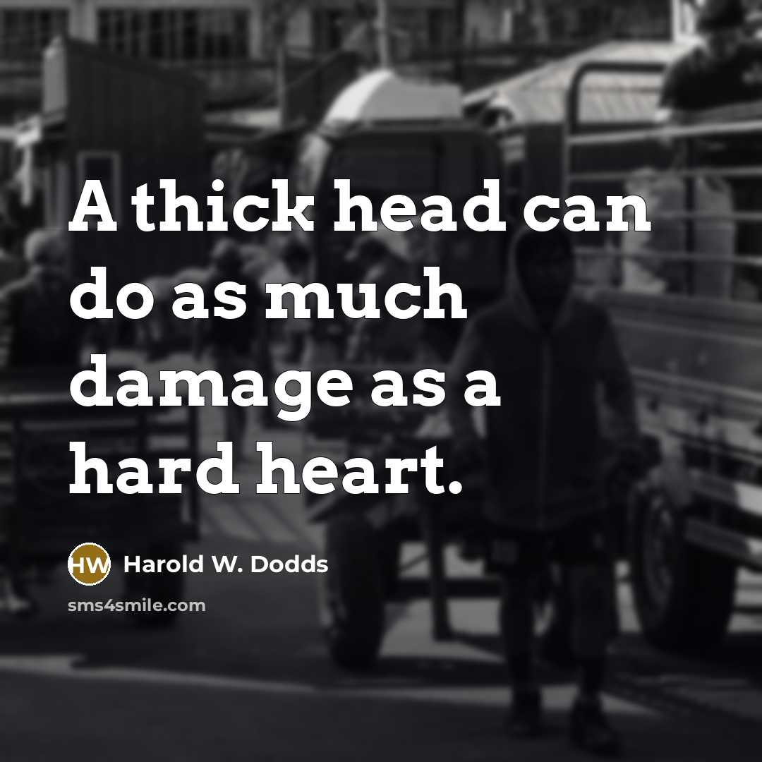 “A thick head can do as much damage as a hard heart.” quote by Harold W. Dodds