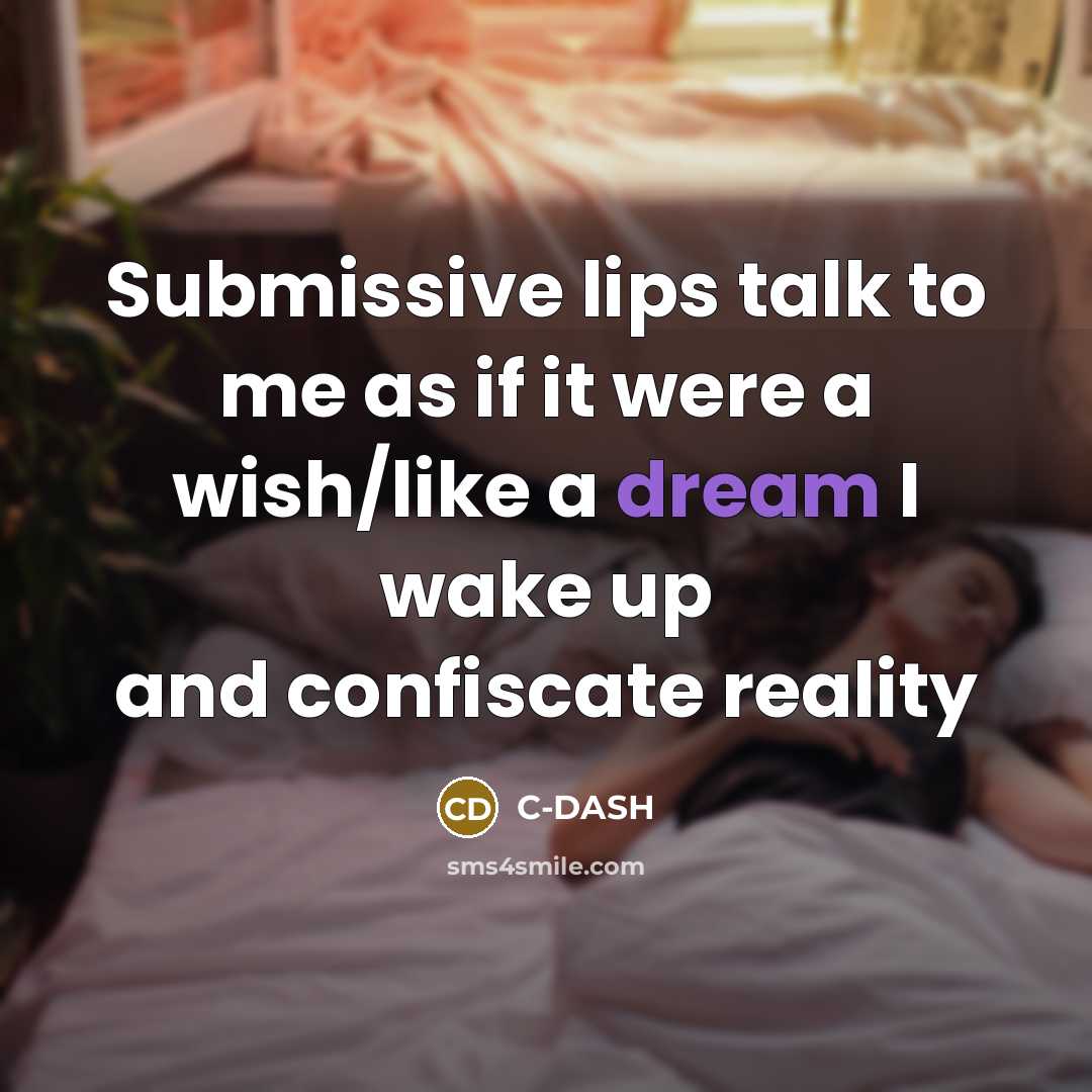 “Submissive lips talk to me as if it were a wish/like a dream I wake up and confiscate reality” quote by C-DASH