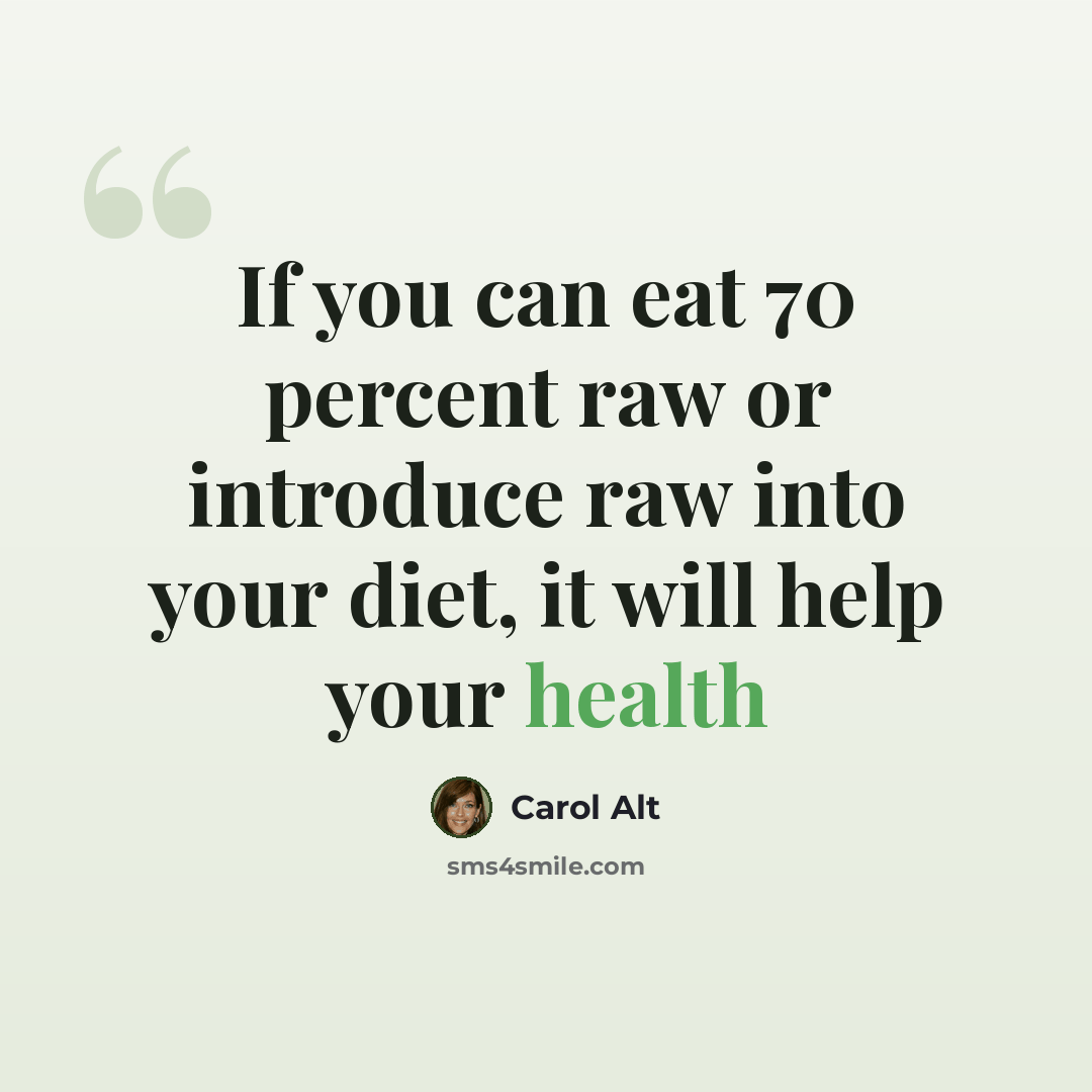 “If you can eat 70 percent raw or introduce raw into your diet, it will help your health” quote by Carol Alt
