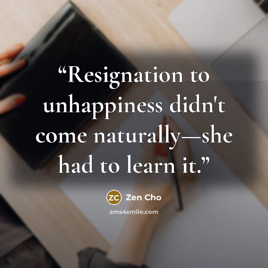 “Resignation to unhappiness didn't come naturally—she had to learn it.” quote by Zen Cho