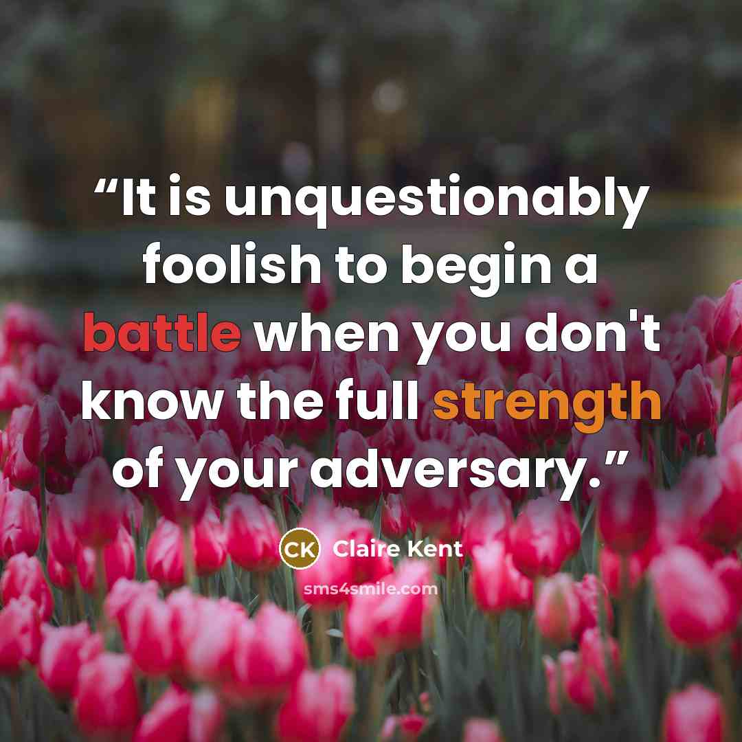 “It is unquestionably foolish to begin a battle when you don't know the full strength of your adversary.” quote by Claire Kent