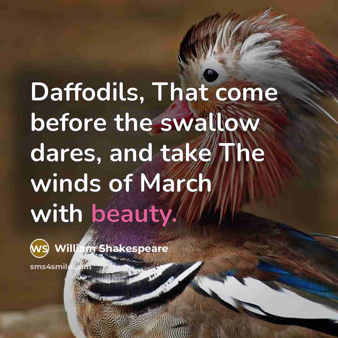 “Daffodils, That come before the swallow dares, and take The winds of March with beauty.” quote by William Shakespeare