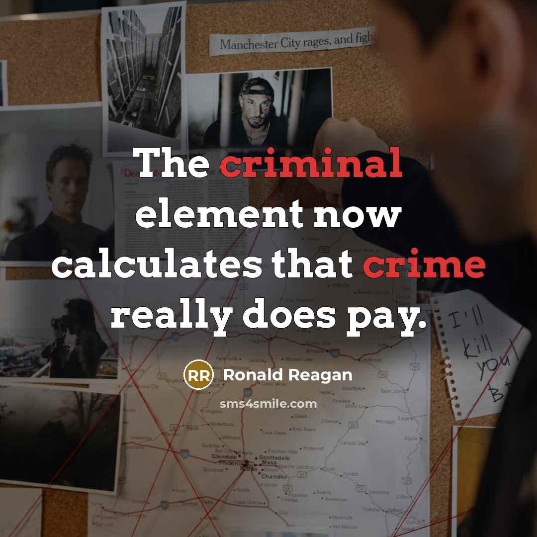 “The criminal element now calculates that crime really does pay.” quote by Ronald Reagan