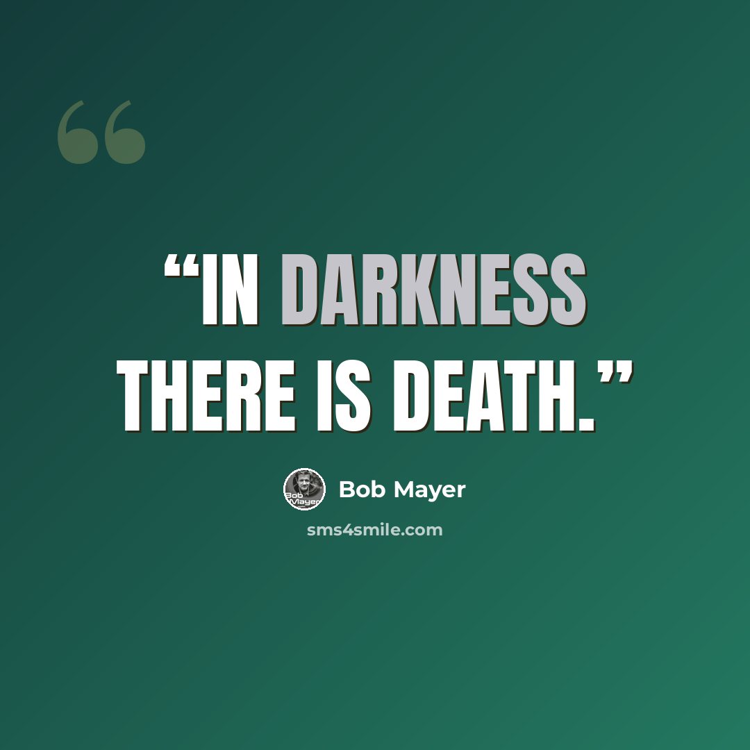 “In darkness there is death.” quote by Bob Mayer