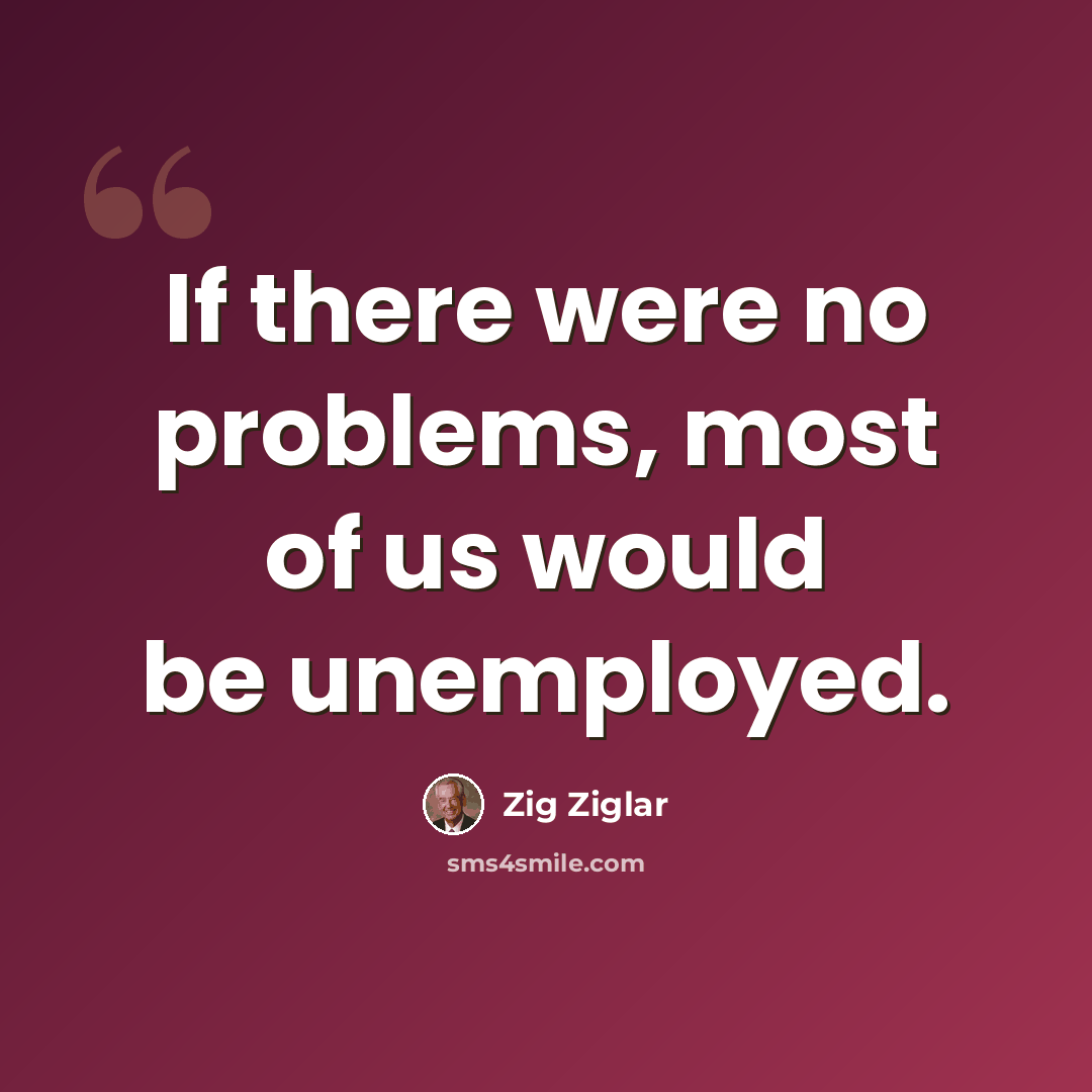 “If there were no problems, most of us would be unemployed.” quote by Zig Ziglar