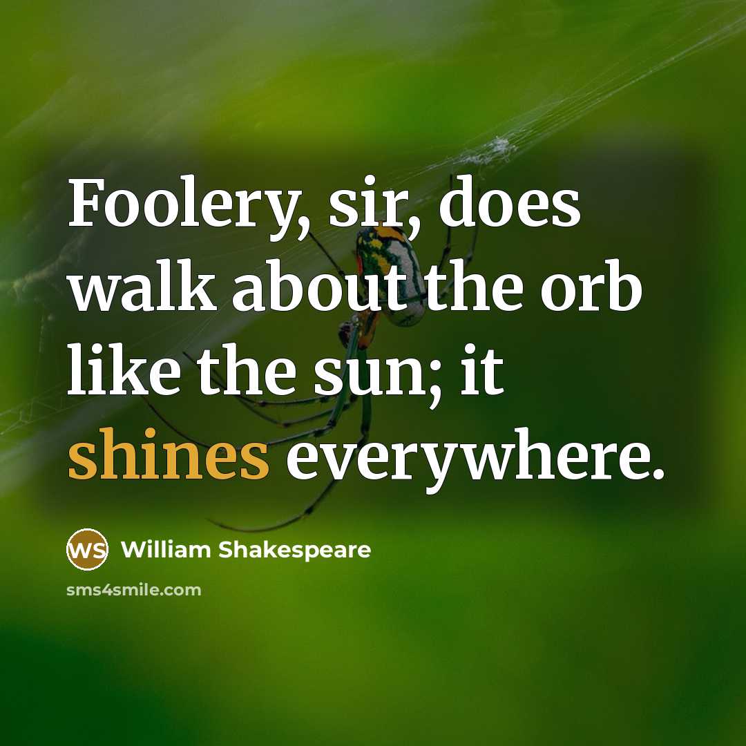 “Foolery, sir, does walk about the orb like the sun; it shines everywhere.” quote by William Shakespeare