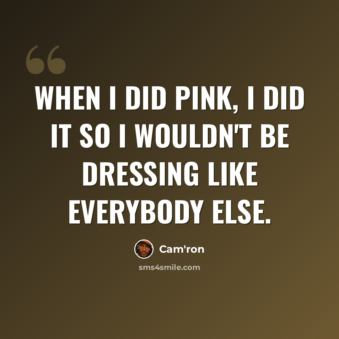 “When I did pink, I did it so I wouldn't be dressing like everybody else.” quote by Cam'ron