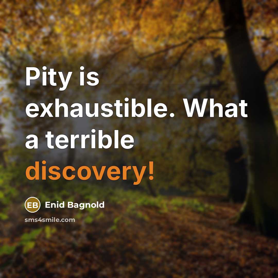 “Pity is exhaustible. What a terrible discovery!” quote by Enid Bagnold