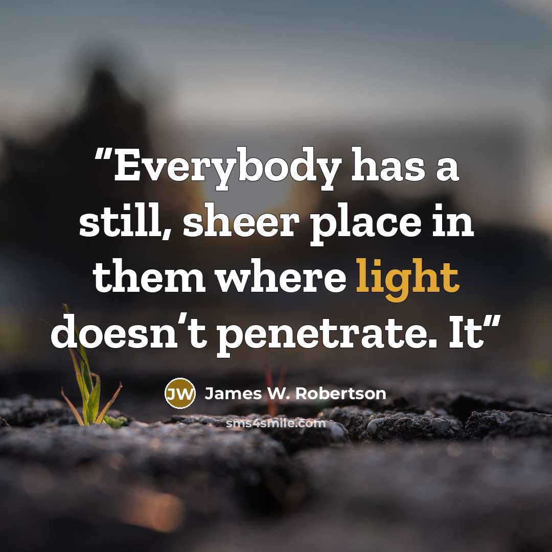 “Everybody has a still, sheer place in them where light doesn’t penetrate. It” quote by James W. Robertson