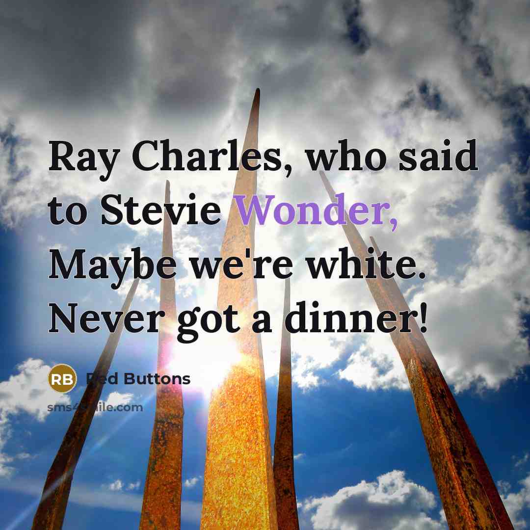“Ray Charles, who said to Stevie Wonder, Maybe we're white. Never got a dinner!” quote by Red Buttons