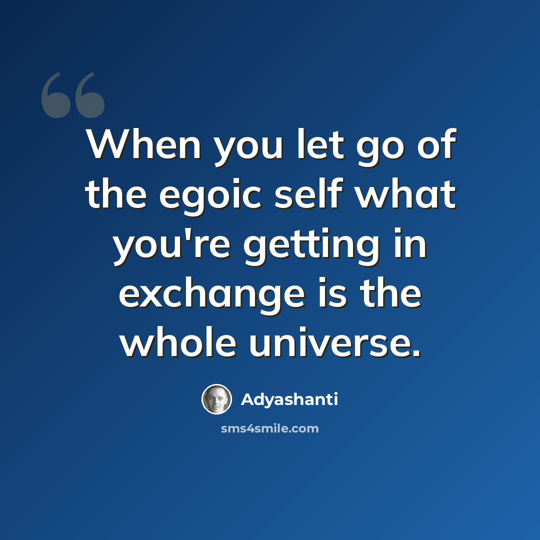 “When you let go of the egoic self what you're getting in exchange is the whole universe.” quote by Adyashanti