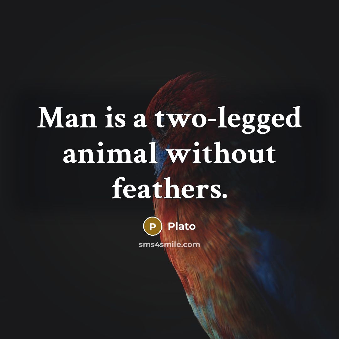 “Man is a two-legged animal without feathers.” quote by Plato