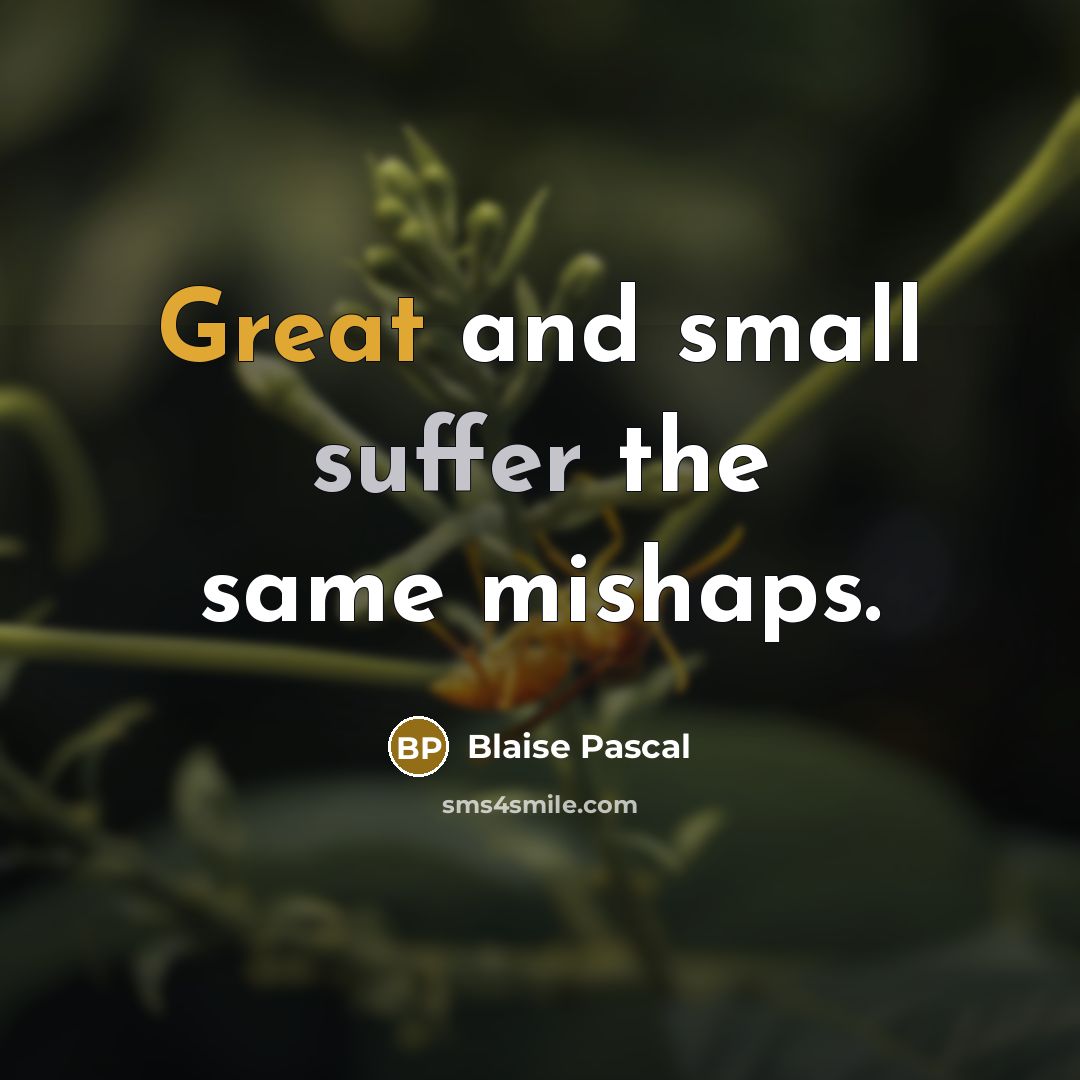 “Great and small suffer the same mishaps.” quote by Blaise Pascal