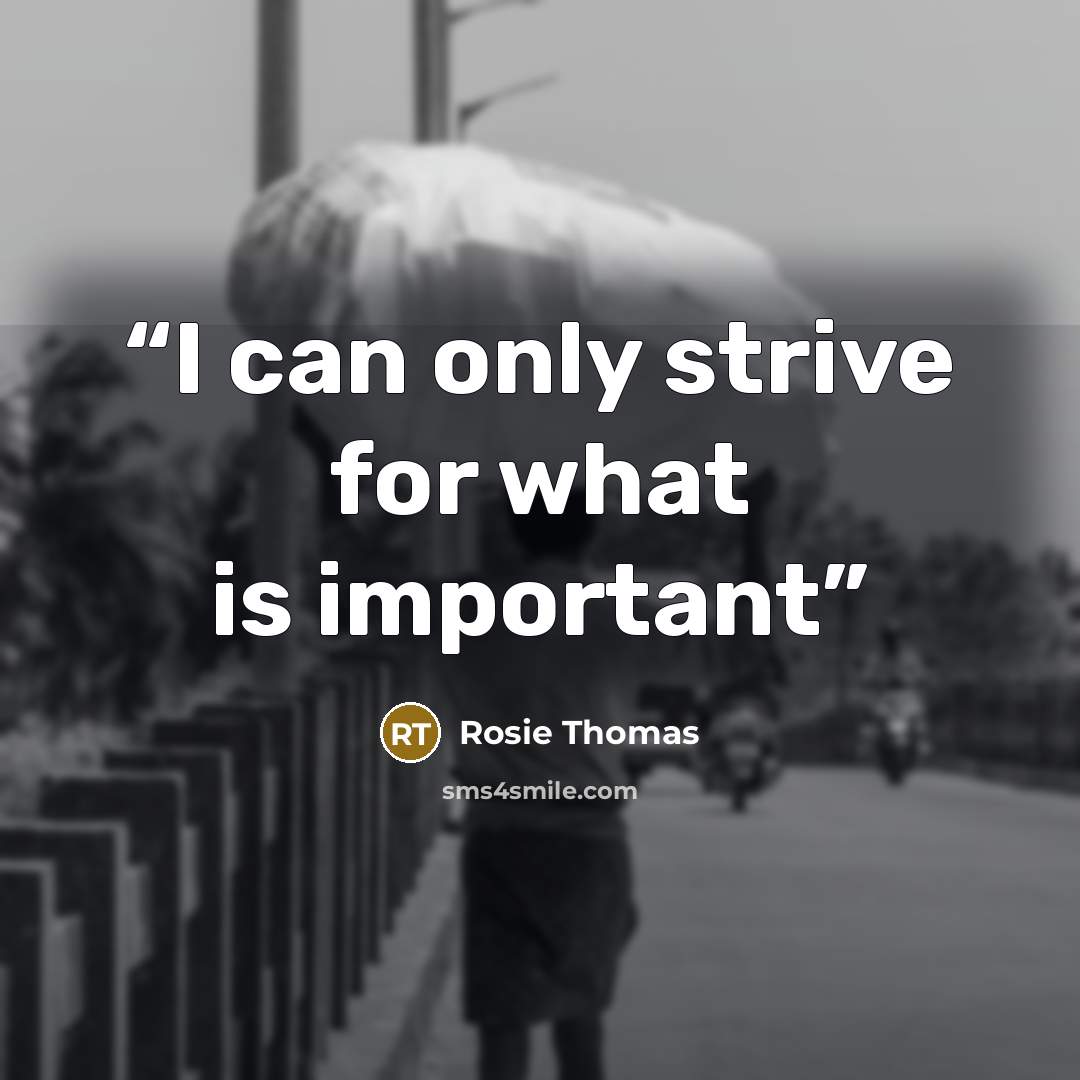 “I can only strive for what is important” quote by Rosie Thomas