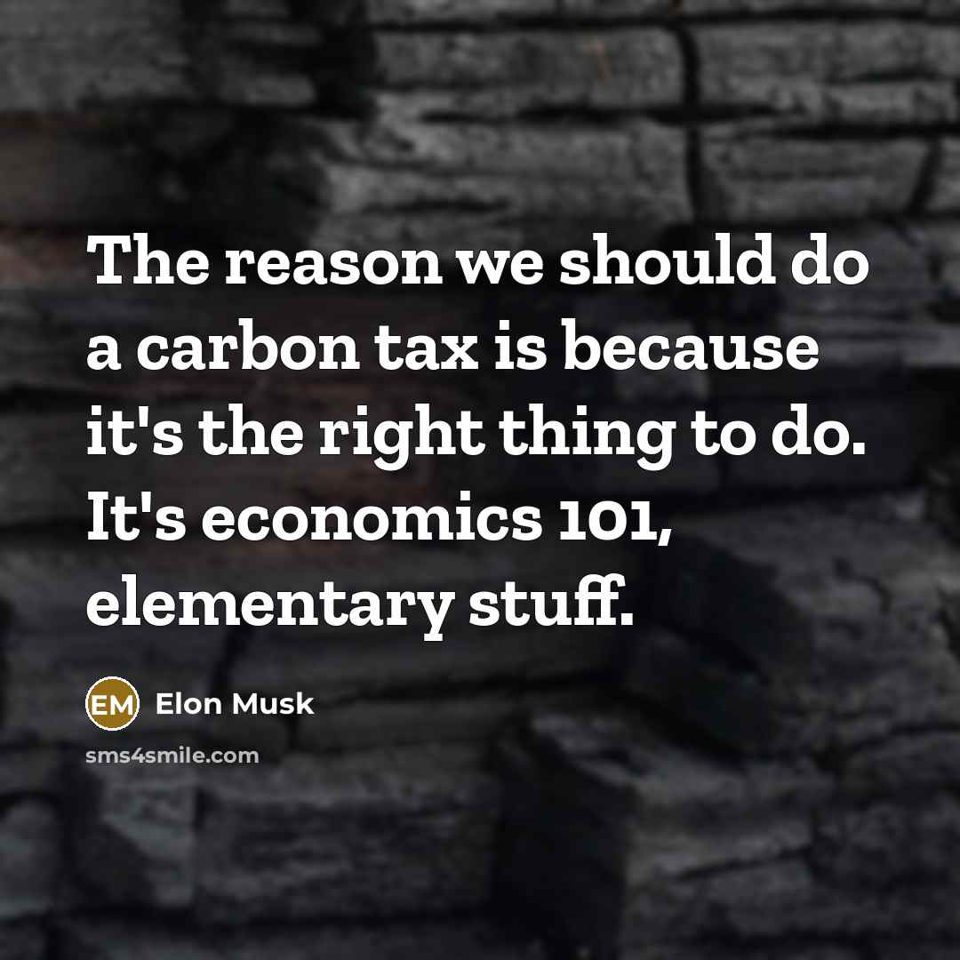 “The reason we should do a carbon tax is because it's the right thing to do. It's economics 101, elementary stuff.” quote by Elon Musk