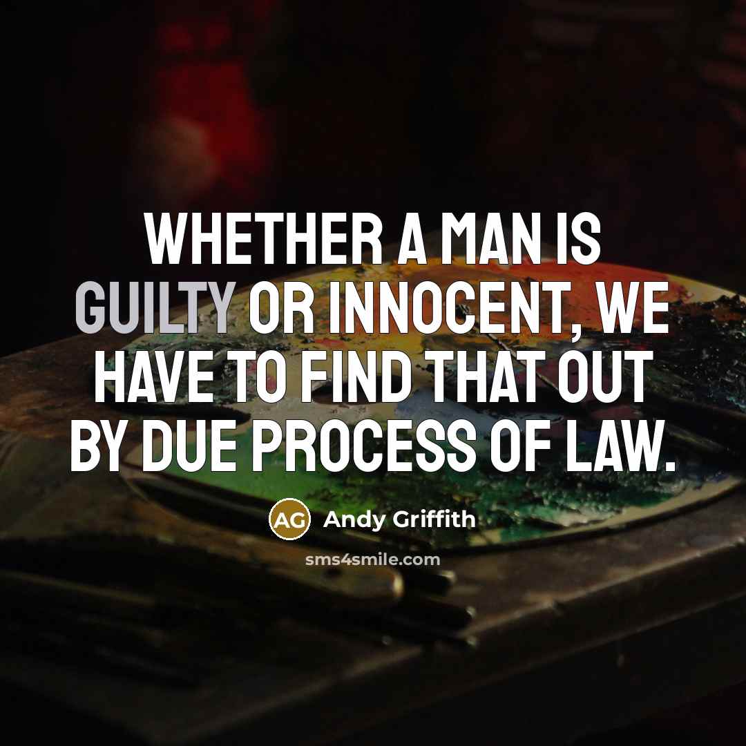 “Whether a man is guilty or innocent, we have to find that out by due process of law.” quote by Andy Griffith