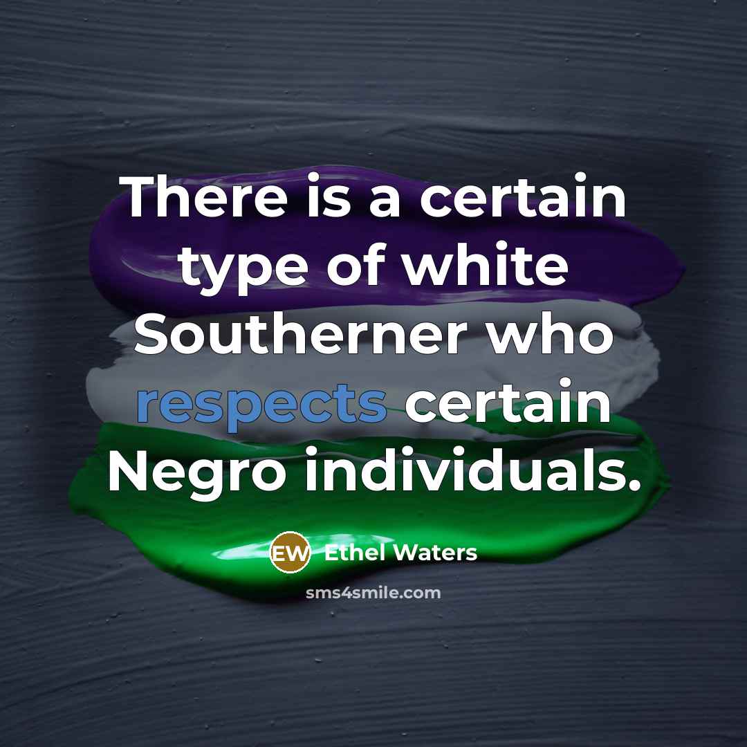 “There is a certain type of white Southerner who respects certain Negro individuals.” quote by Ethel Waters