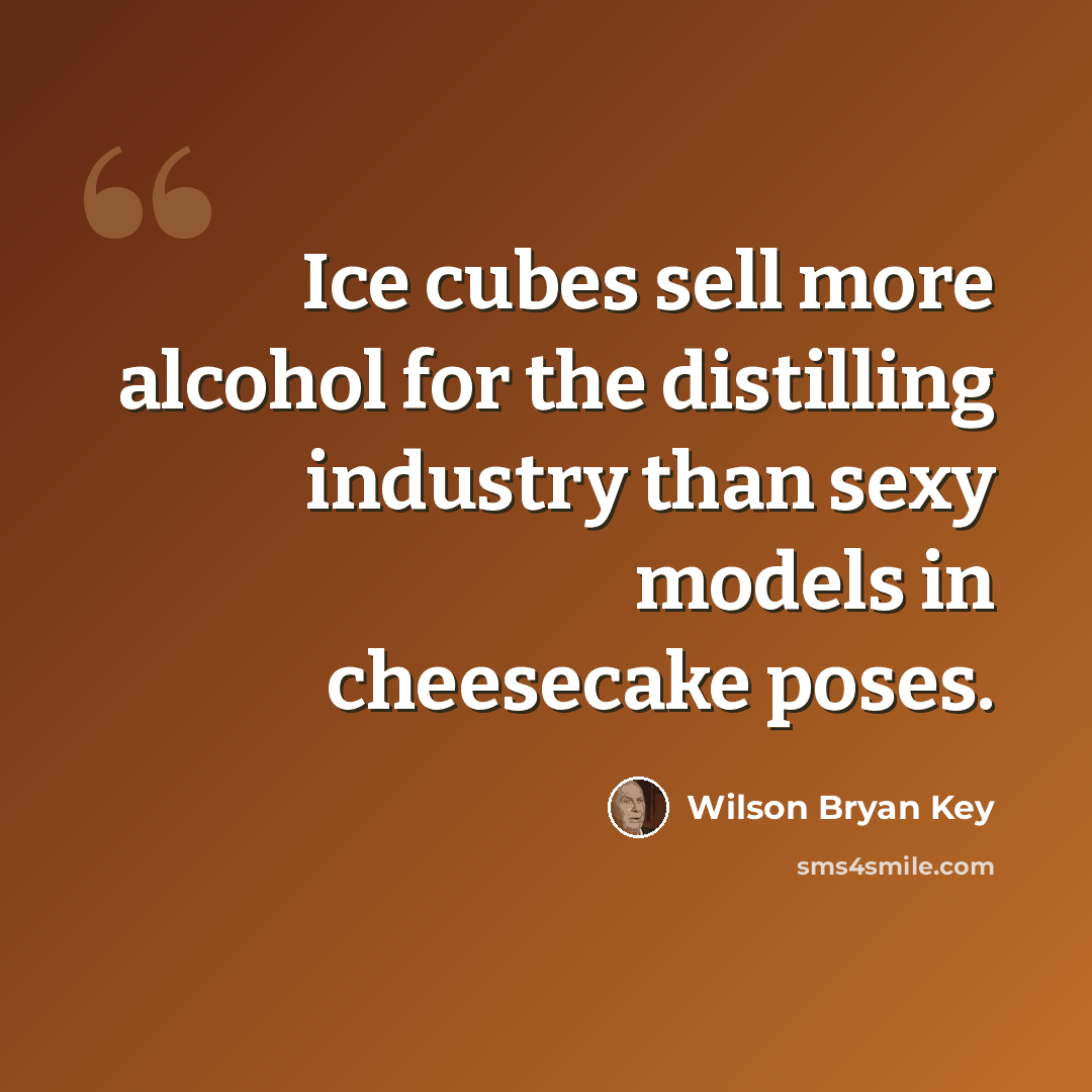 “Ice cubes sell more alcohol for the distilling industry than sexy models in cheesecake poses.” quote by Wilson Bryan Key