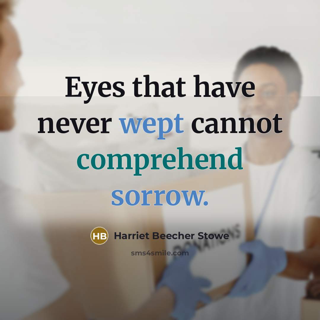 “Eyes that have never wept cannot comprehend sorrow.” quote by Harriet Beecher Stowe