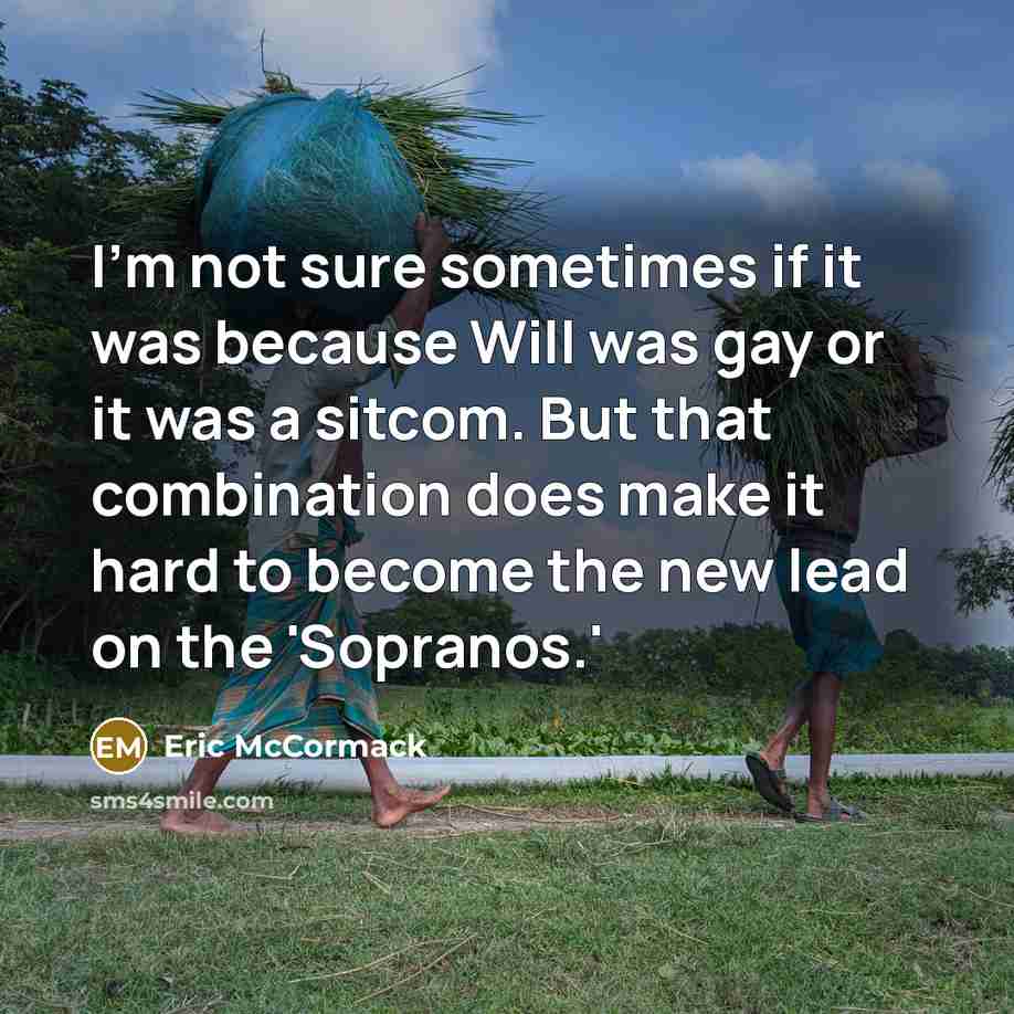 “I'm not sure sometimes if it was because Will was gay or it was a sitcom. But that combination does make it hard to become the new lead on the 'Sopranos.'” quote by Eric McCormack