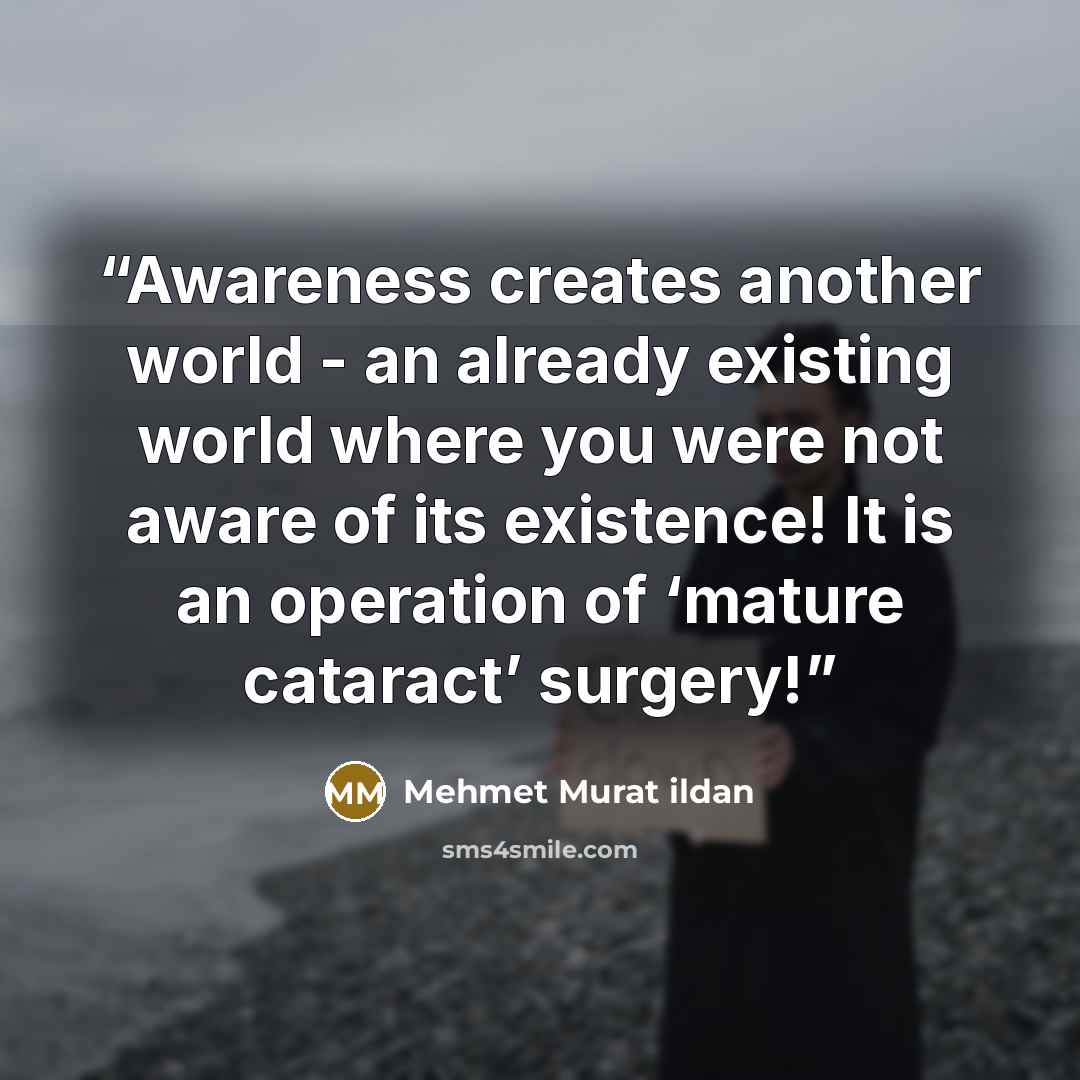 “Awareness creates another world - an already existing world where you were not aware of its existence! It is an operation of ‘mature cataract’ surgery!” quote by Mehmet Murat ildan
