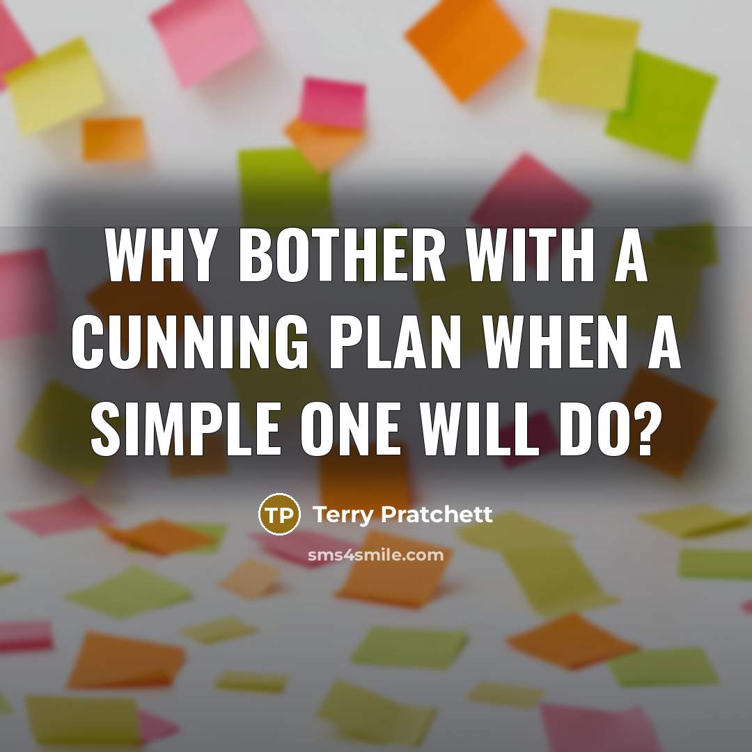 “Why bother with a cunning plan when a simple one will do?” quote by Terry Pratchett