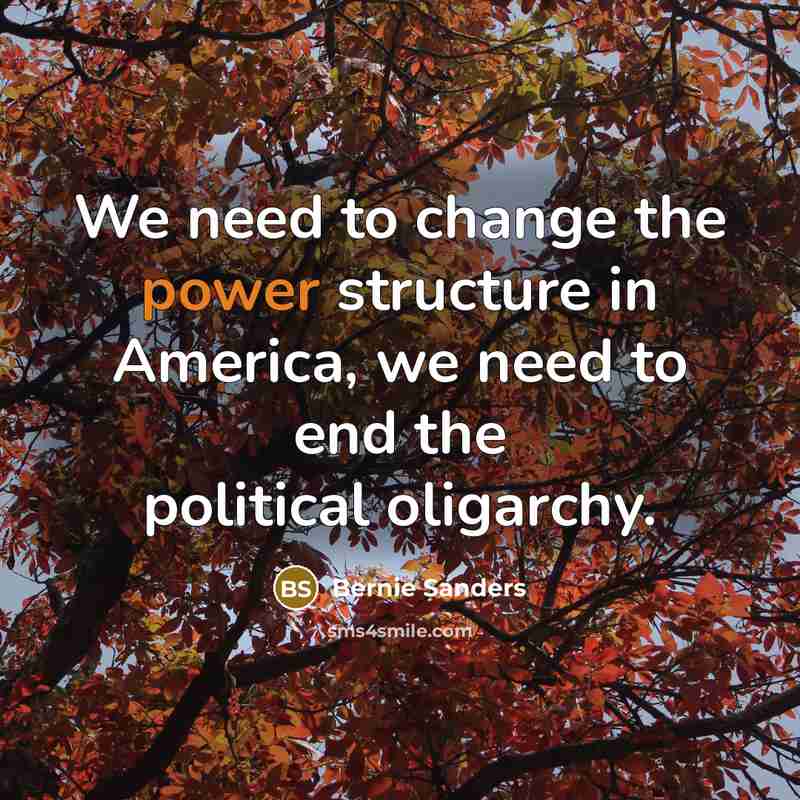 “We need to change the power structure in America, we need to end the political oligarchy.” quote by Bernie Sanders