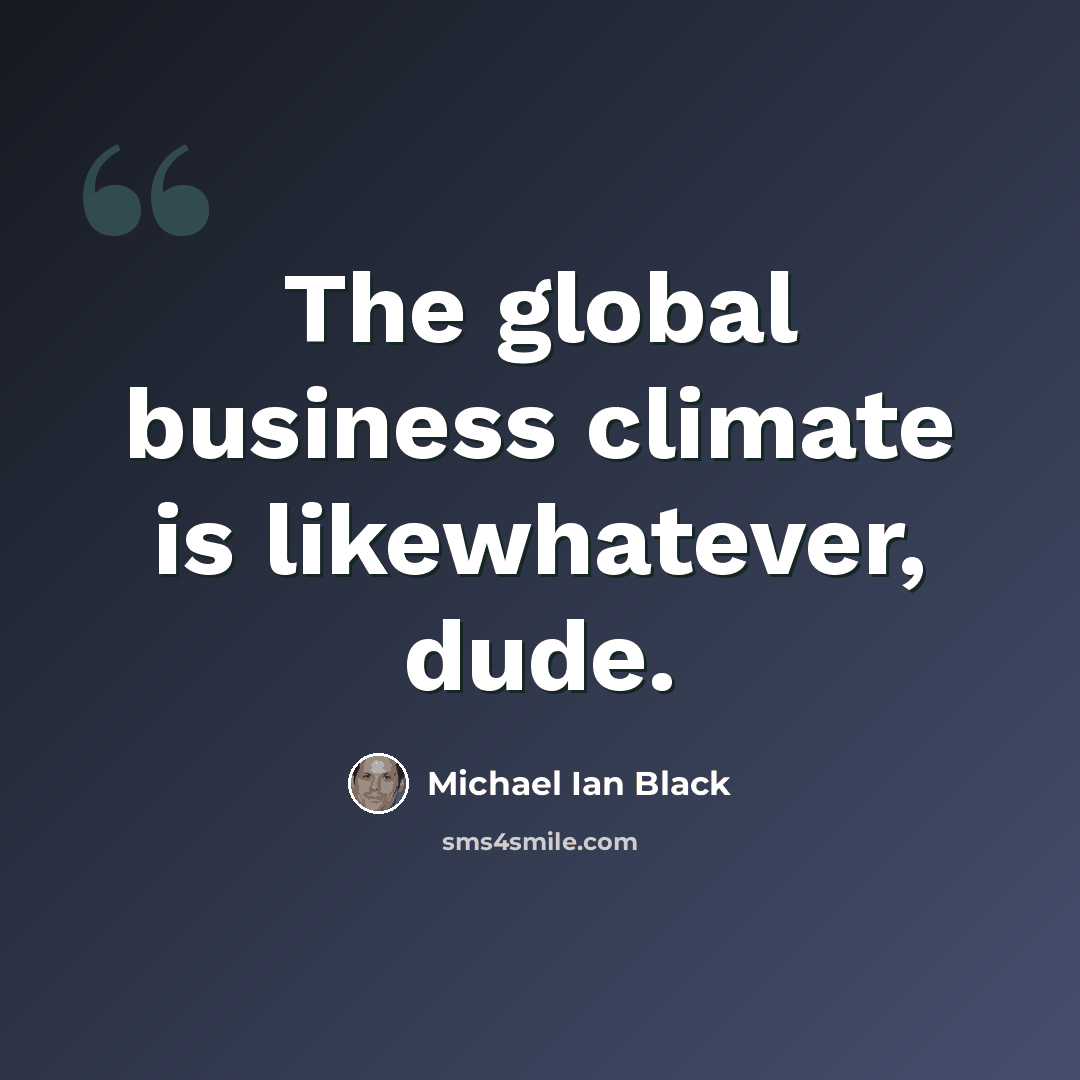 “The global business climate is likewhatever, dude.” quote by Michael Ian Black