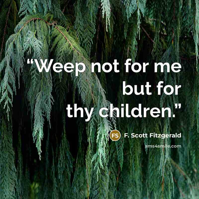 “Weep not for me but for thy children.” quote by F. Scott Fitzgerald