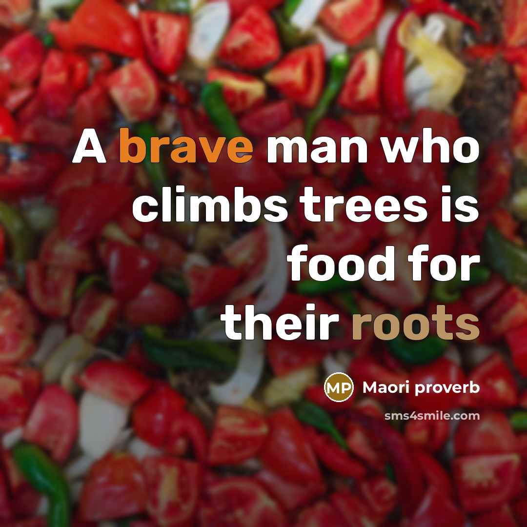 “A brave man who climbs trees is food for their roots” quote by Maori Proverb