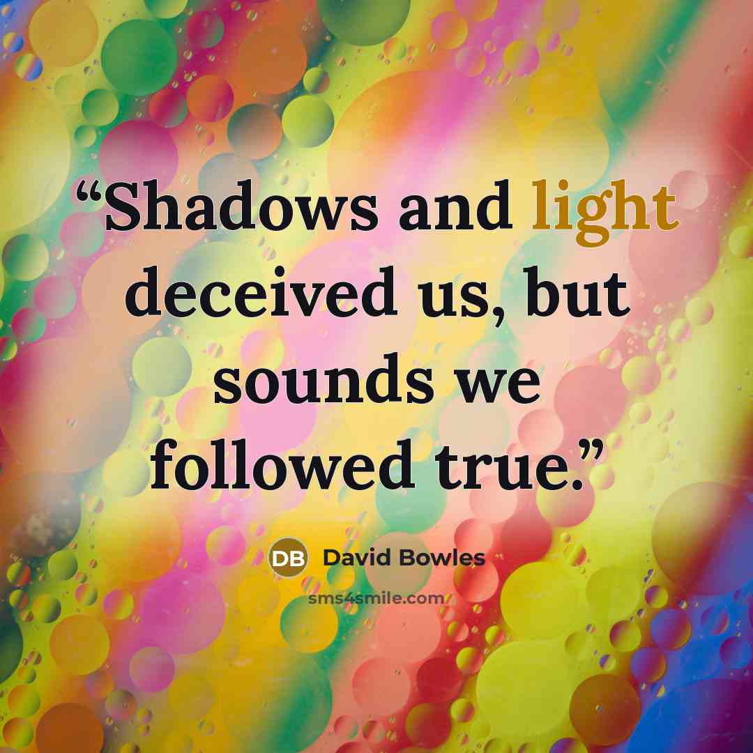 “Shadows and light deceived us, but sounds we followed true.” quote by David Bowles