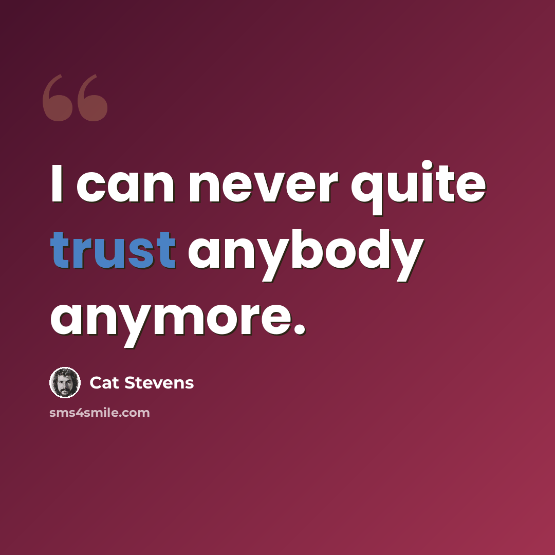 “I can never quite trust anybody anymore.” quote by Cat Stevens