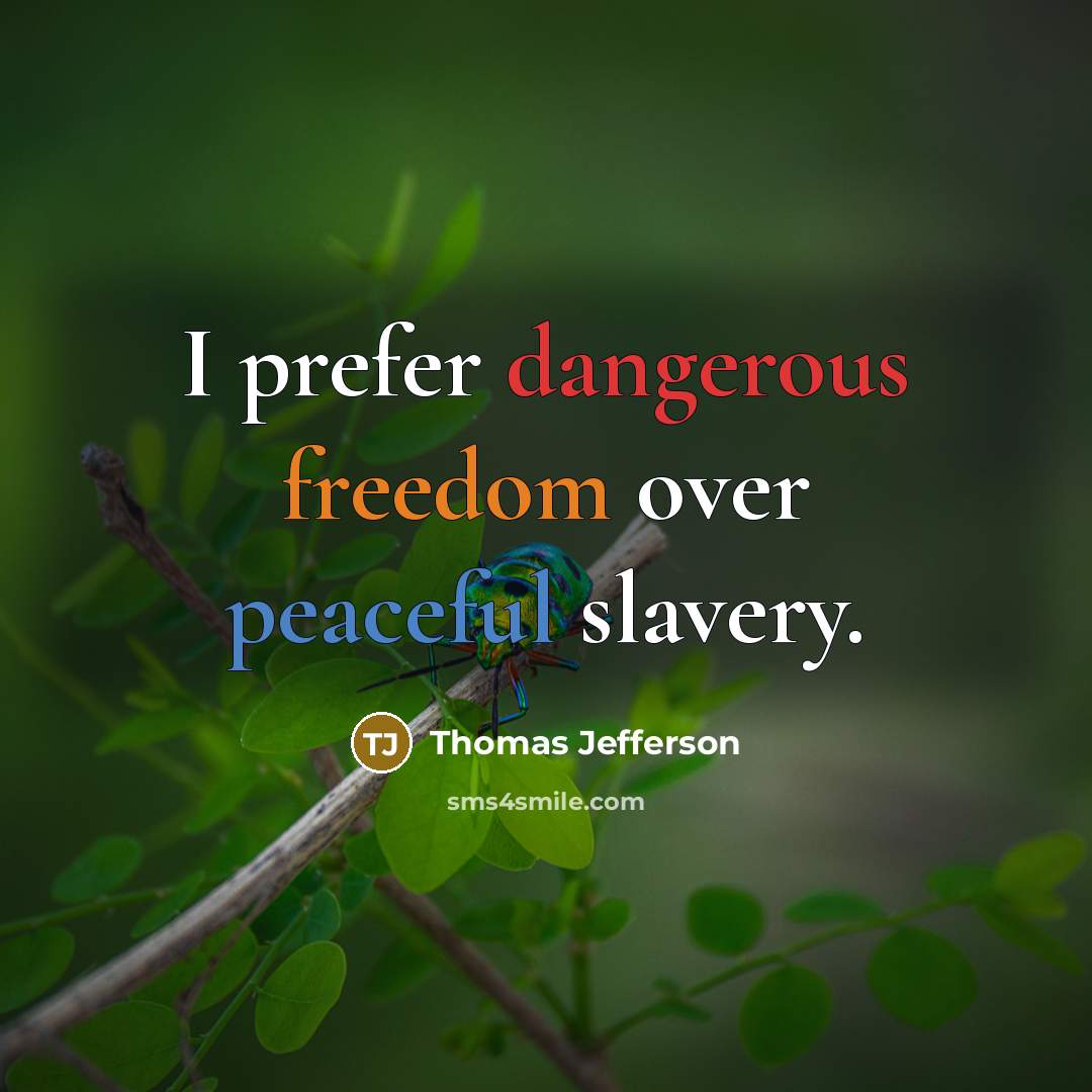 “I prefer dangerous freedom over peaceful slavery.” quote by Thomas Jefferson