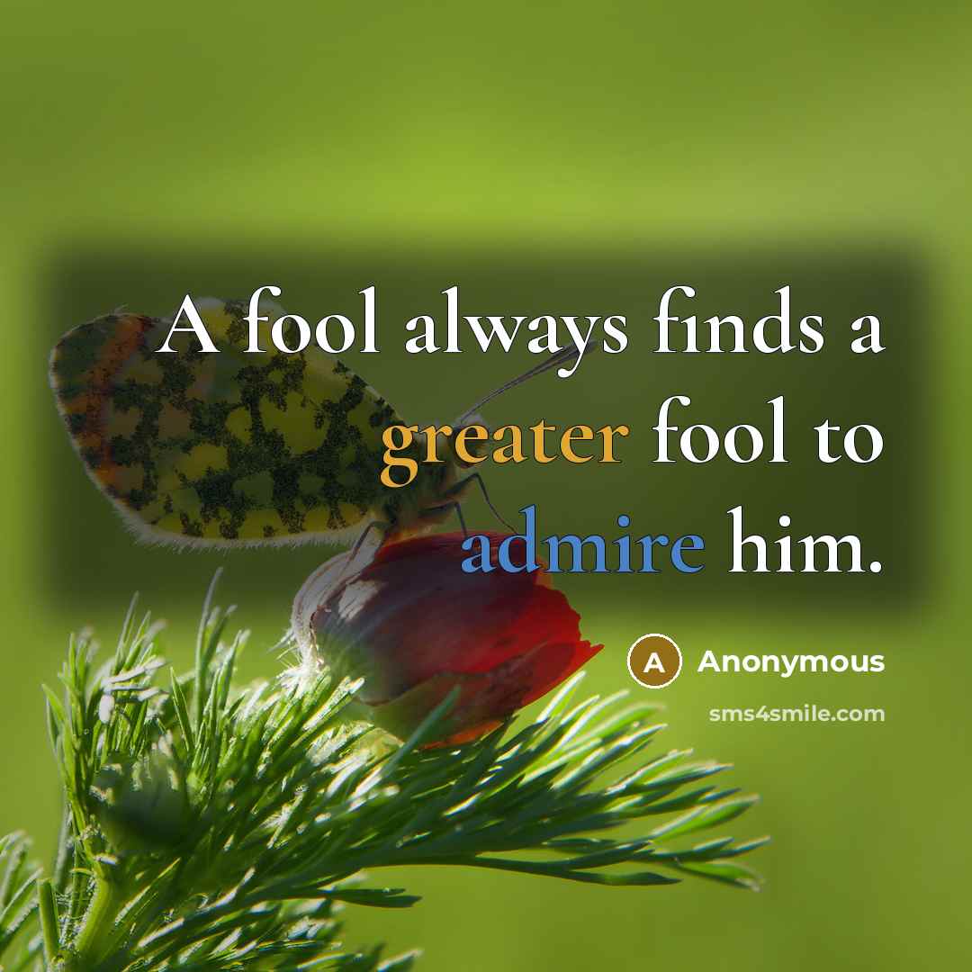 “A fool always finds a greater fool to admire him.” quote by Anonymous
