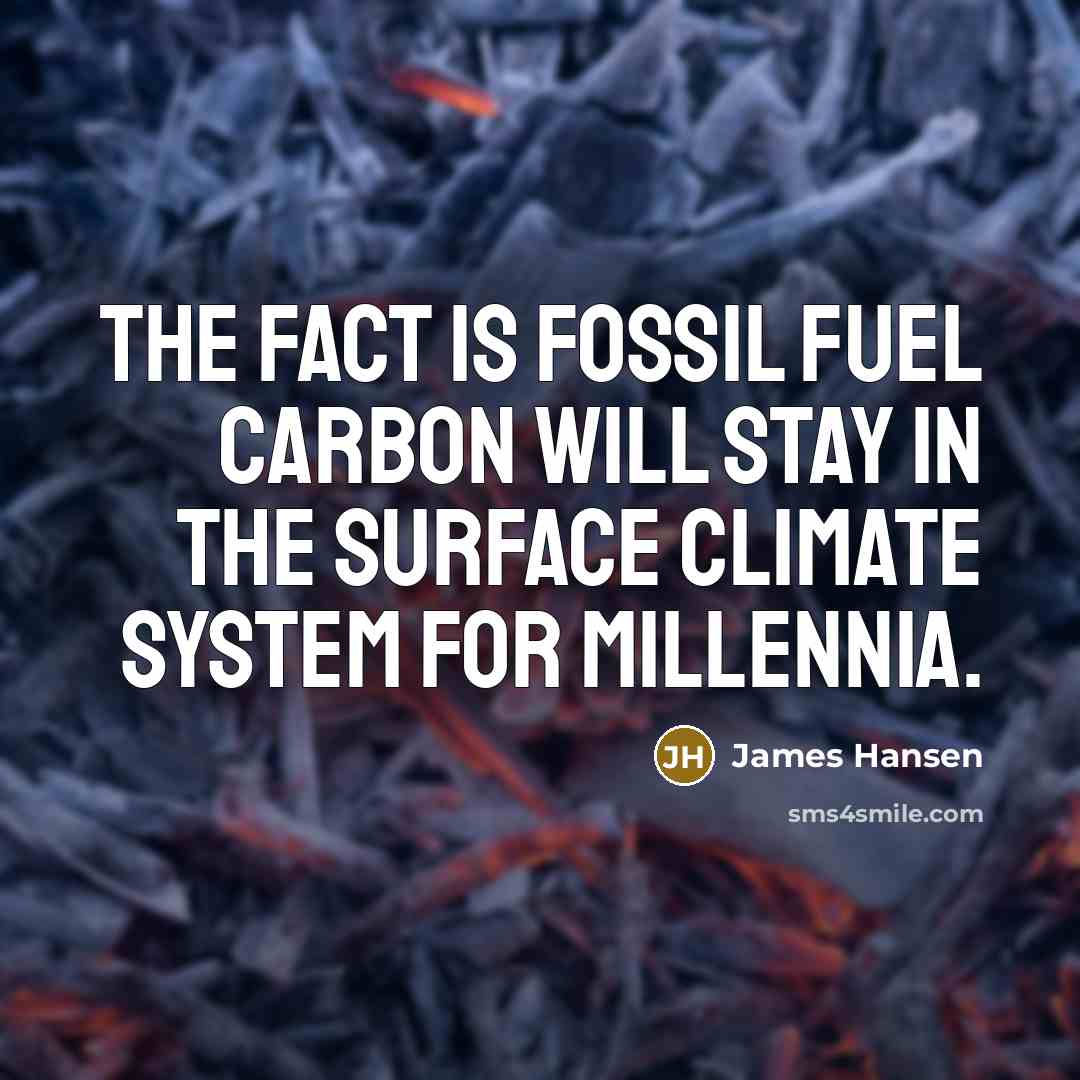 “The fact is fossil fuel carbon will stay in the surface climate system for millennia.” quote by James Hansen