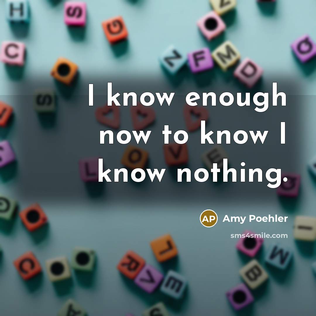 “I know enough now to know I know nothing.” quote by Amy Poehler