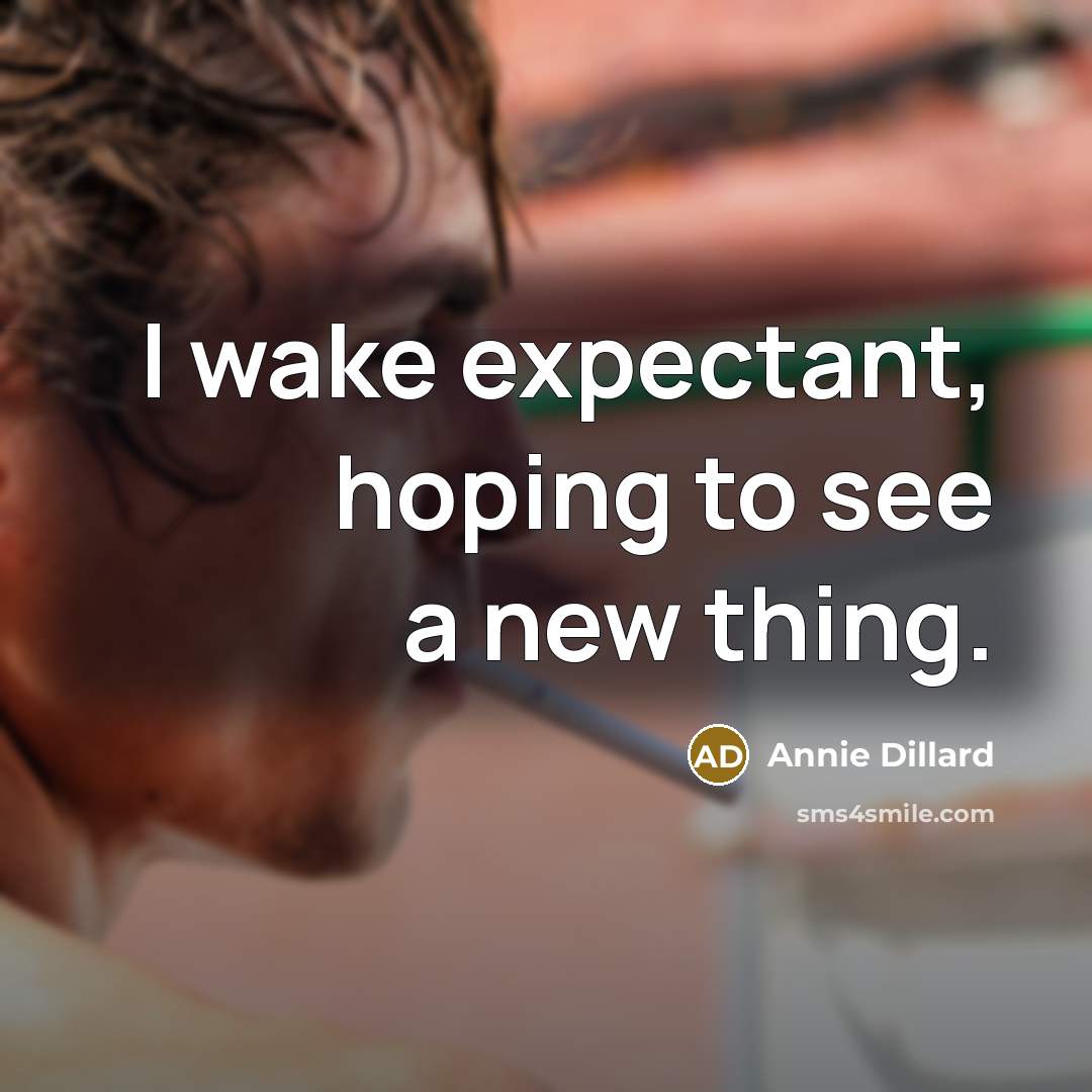 “I wake expectant, hoping to see a new thing.” quote by Annie Dillard