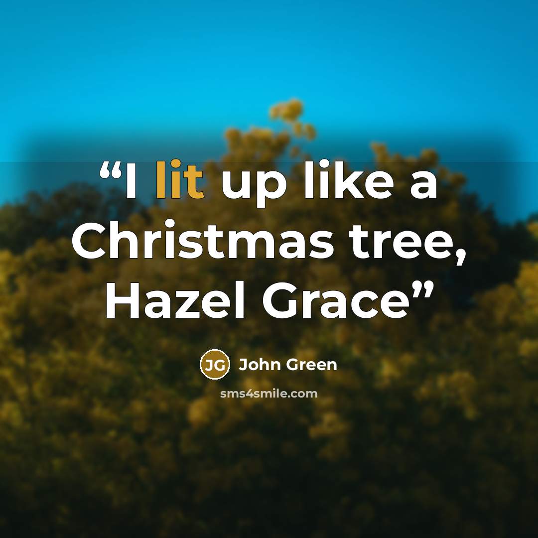 “I lit up like a Christmas tree, Hazel Grace” quote by John Green