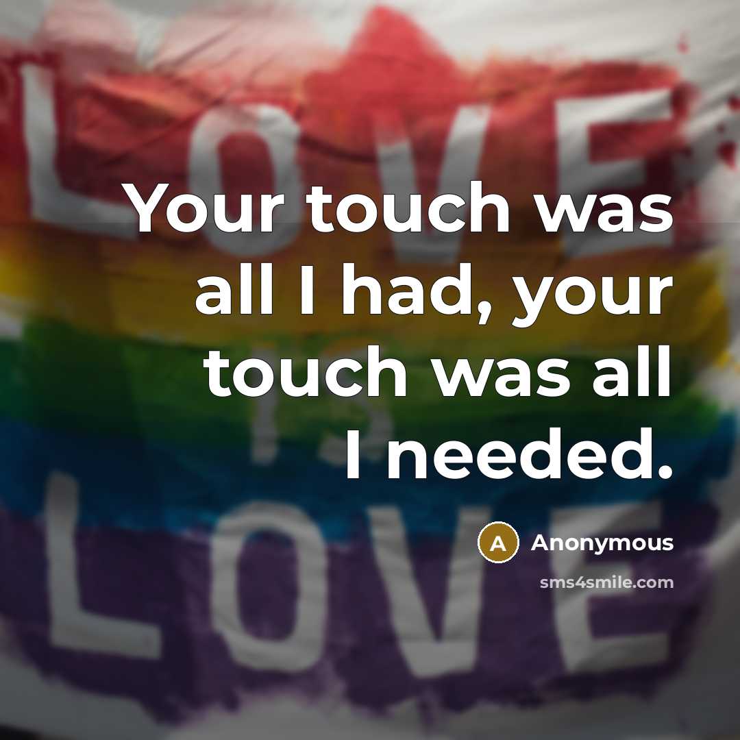 “Your touch was all I had, your touch was all I needed.” quote by Anonymous