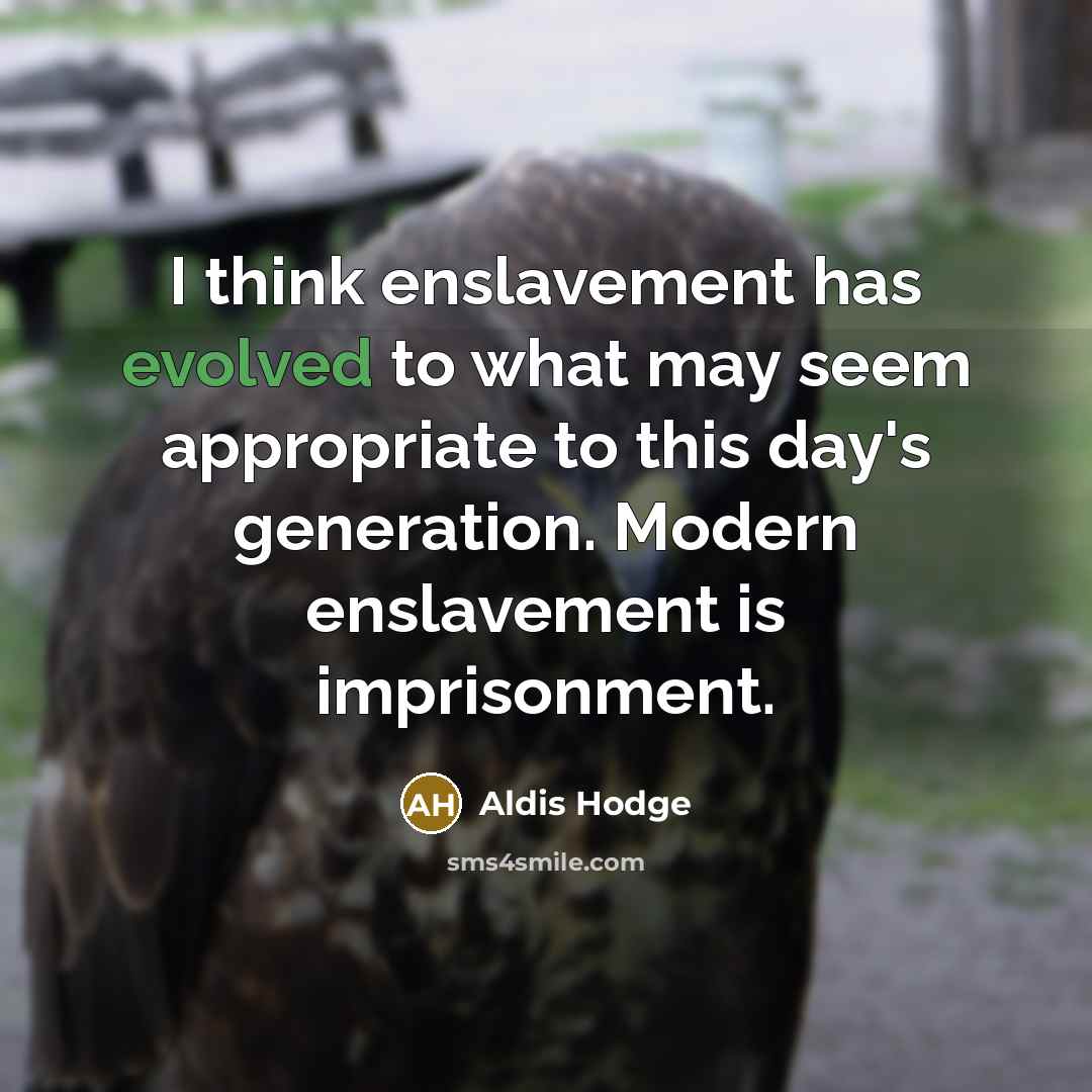 “I think enslavement has evolved to what may seem appropriate to this day's generation. Modern enslavement is imprisonment.” quote by Aldis Hodge
