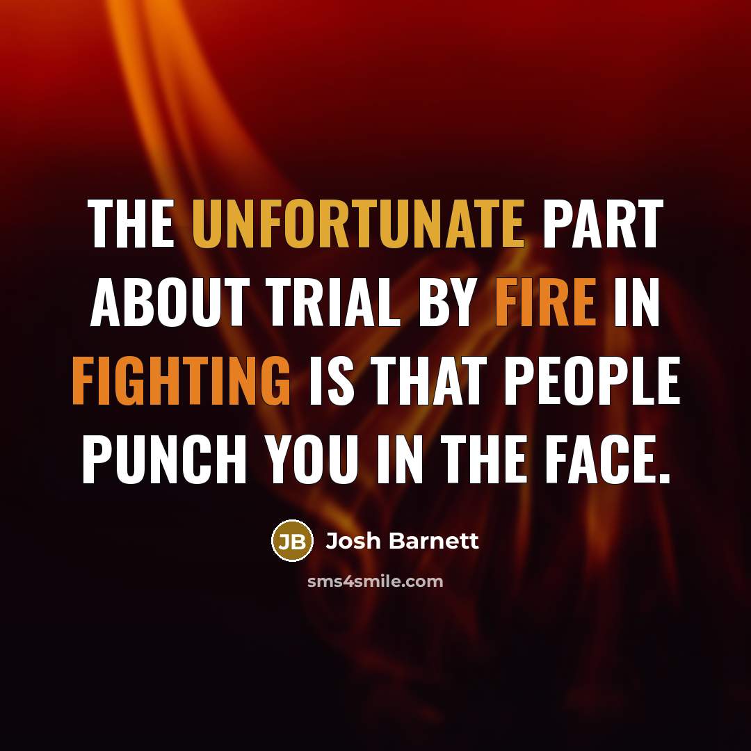 “The unfortunate part about trial by fire in fighting is that people punch you in the face.” quote by Josh Barnett